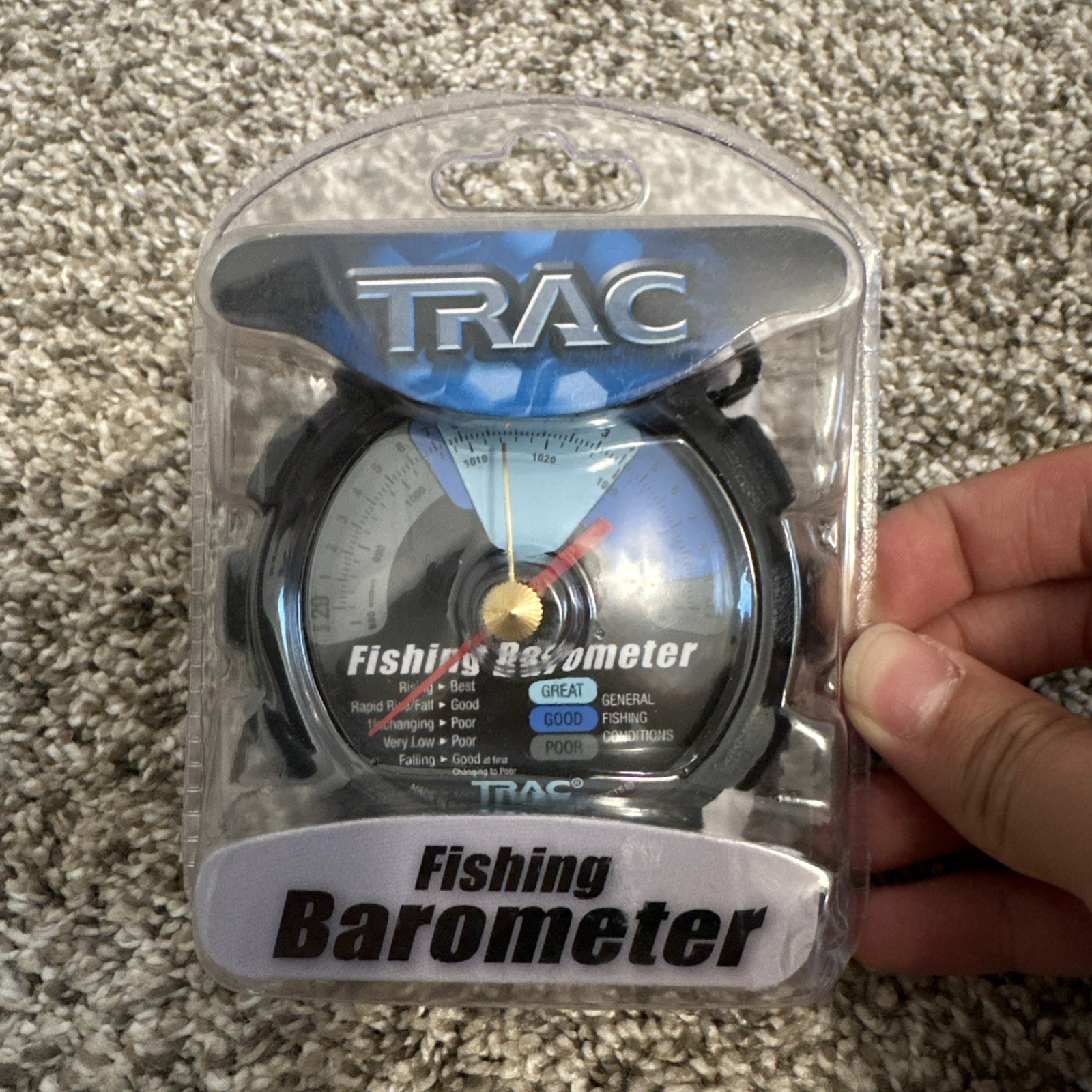 TRAC Outdoors Fishing Barometer Electromechanical Gauge Adjustable Pressure Dial