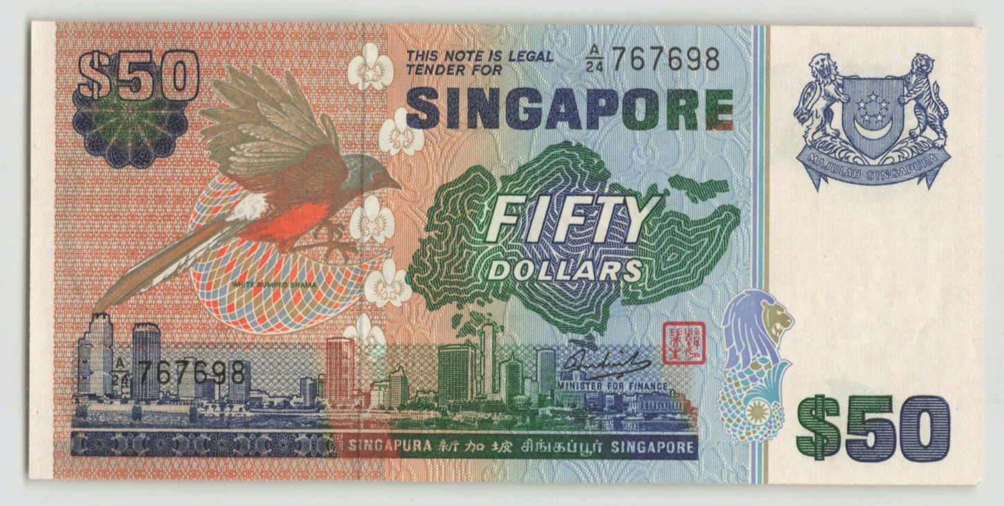 SINGAPORE $50 Dollars 1976, P-13b Bird Series, 767698, Superb Original a/UNC.