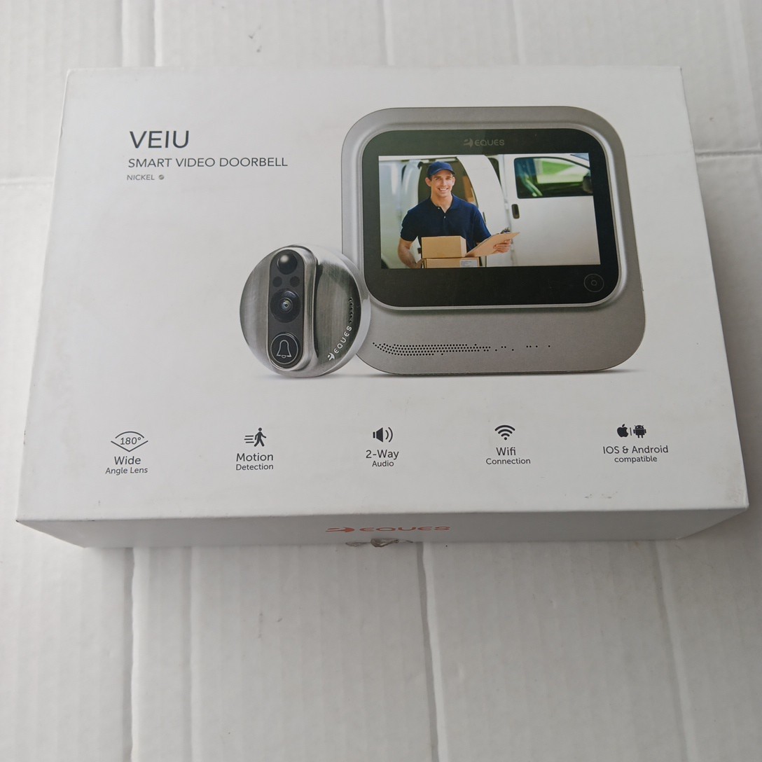 New Eques VEIU Smart Video Doorbell (Nickel) JD NEW OPEN BOX.