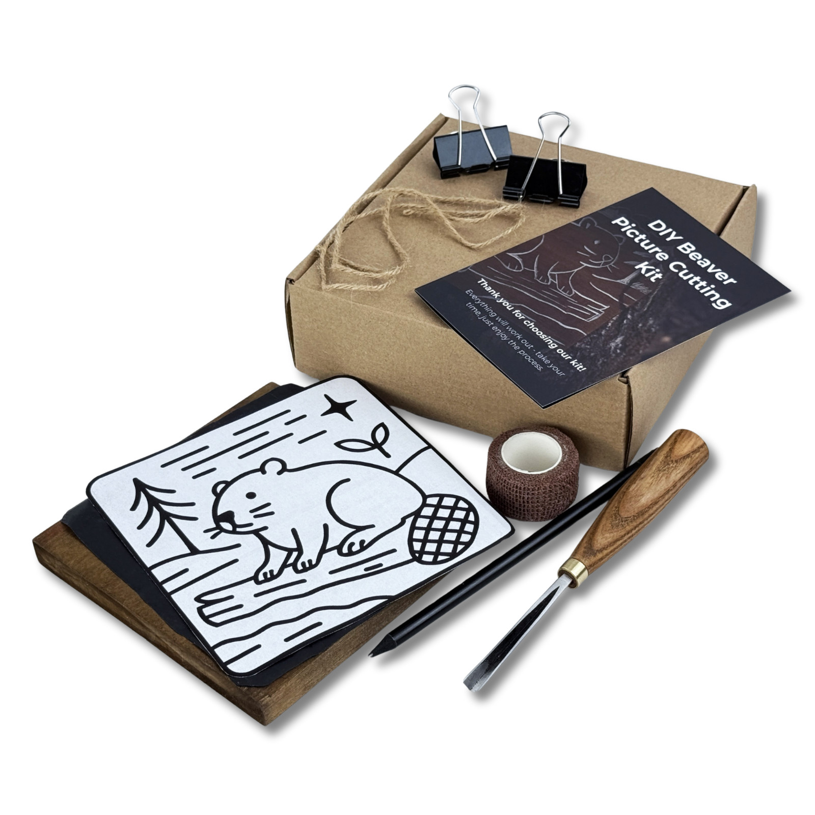 Beaver Wood Carving Kit for Beginners - DIY Wall Art Set with Video Tutorial