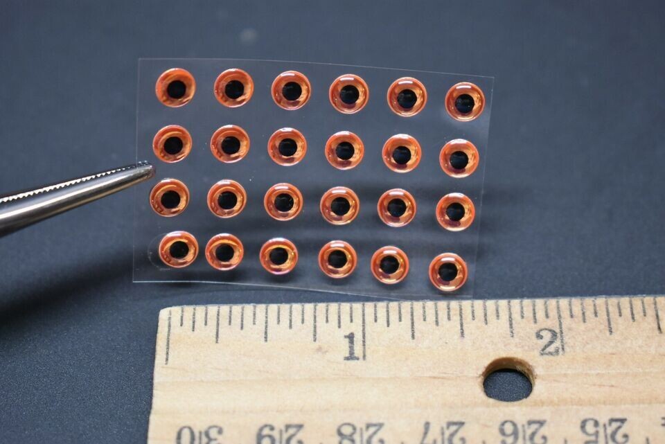 24 NEON ORANGE B.P. 3D Soft Molded 1/4" 6mm Eyes Fly Tying Lures