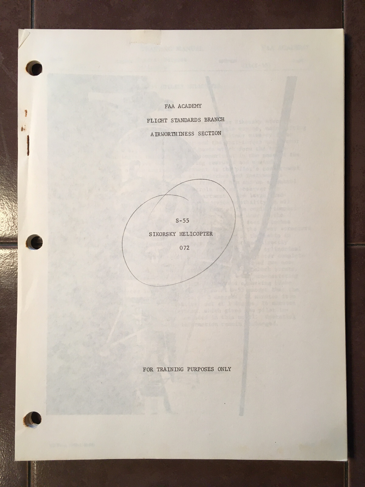 Sikorsky S-55 Training Familiarization Booklet by FAA