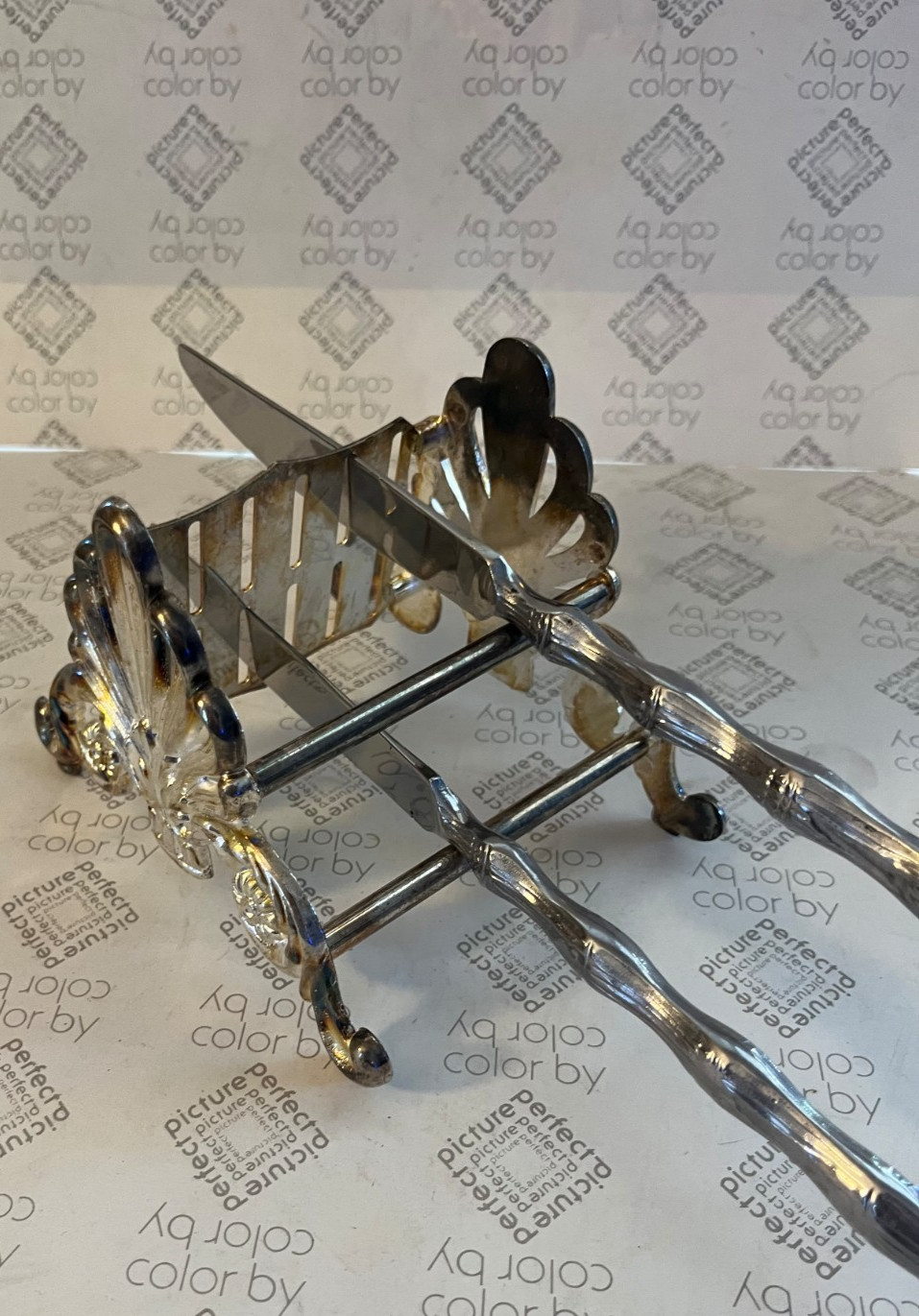 Vintage 3 Piece Silver Plated Buffet Caddies Flatware Holders