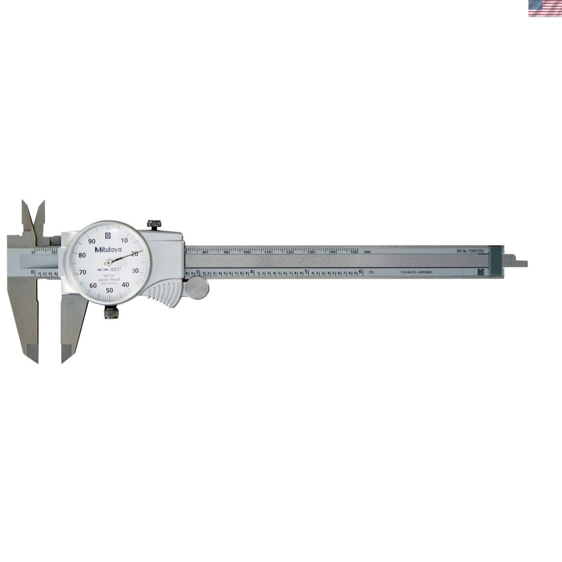 Precision 0-6" Dial Caliper: .001" Accuracy with Shock Protection & Lock Screw