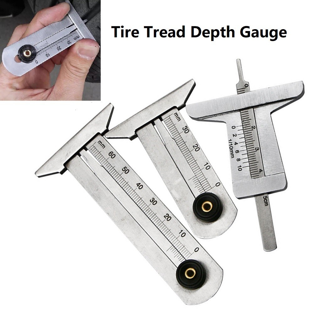 1 X Tire Tread Vernier Depth Gauge 0-60mm Stainless-Steel Vernier Depth Gauge