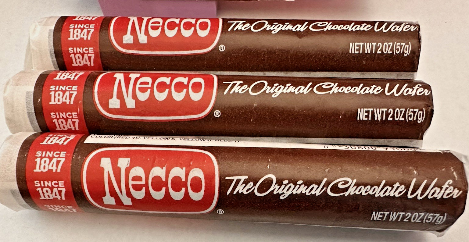 Necco Wafers-CHOCOLATE-3 Rolls -2oz Rolls-New-FREE SHIPPING