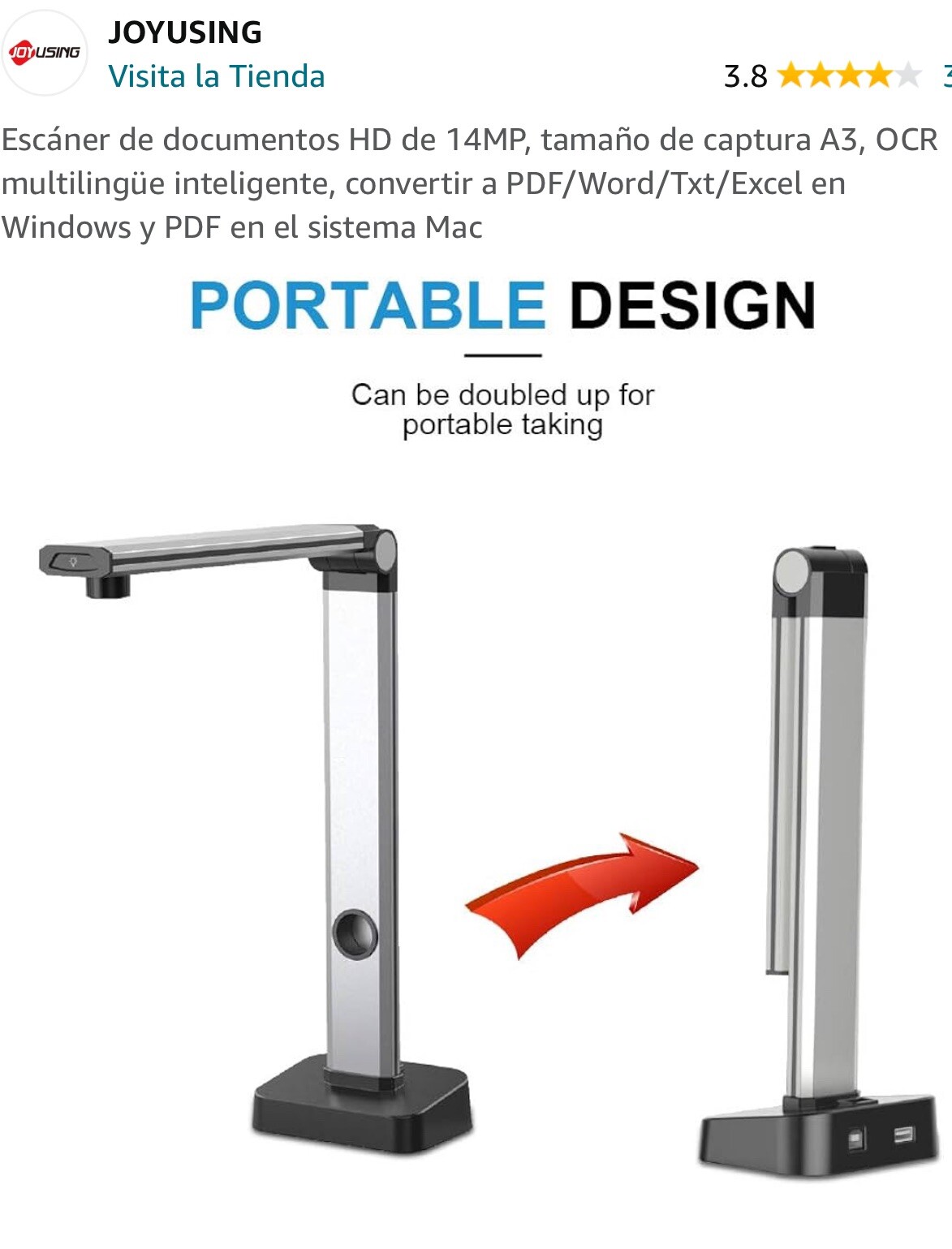 Joyusing L140 Document Scanner and Camera 14 MP HD Camera USB Plug and Play