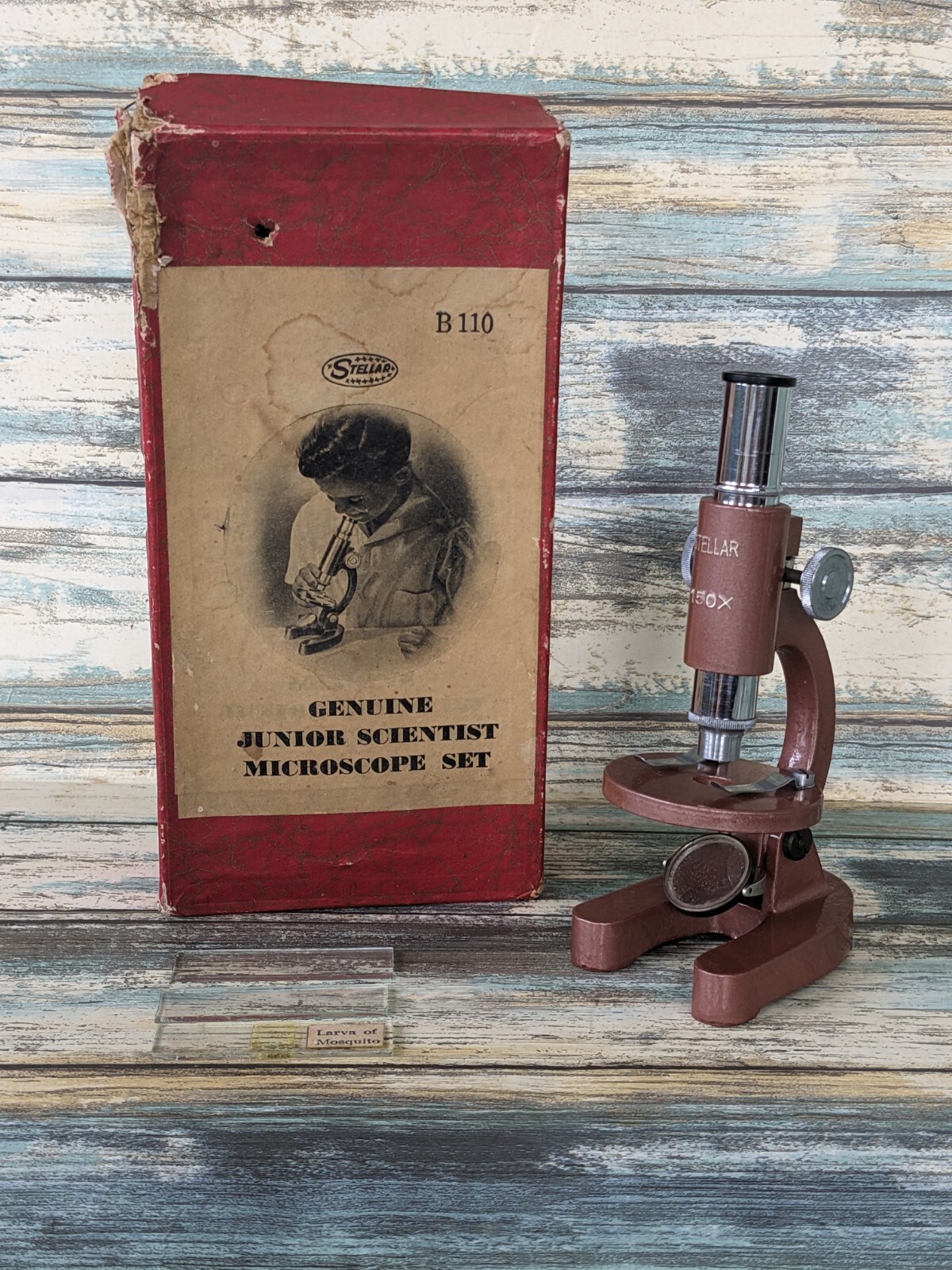 Vintage 1950's Stellar Microscope Set B110 Genuine Junior Scientist Japan 150X