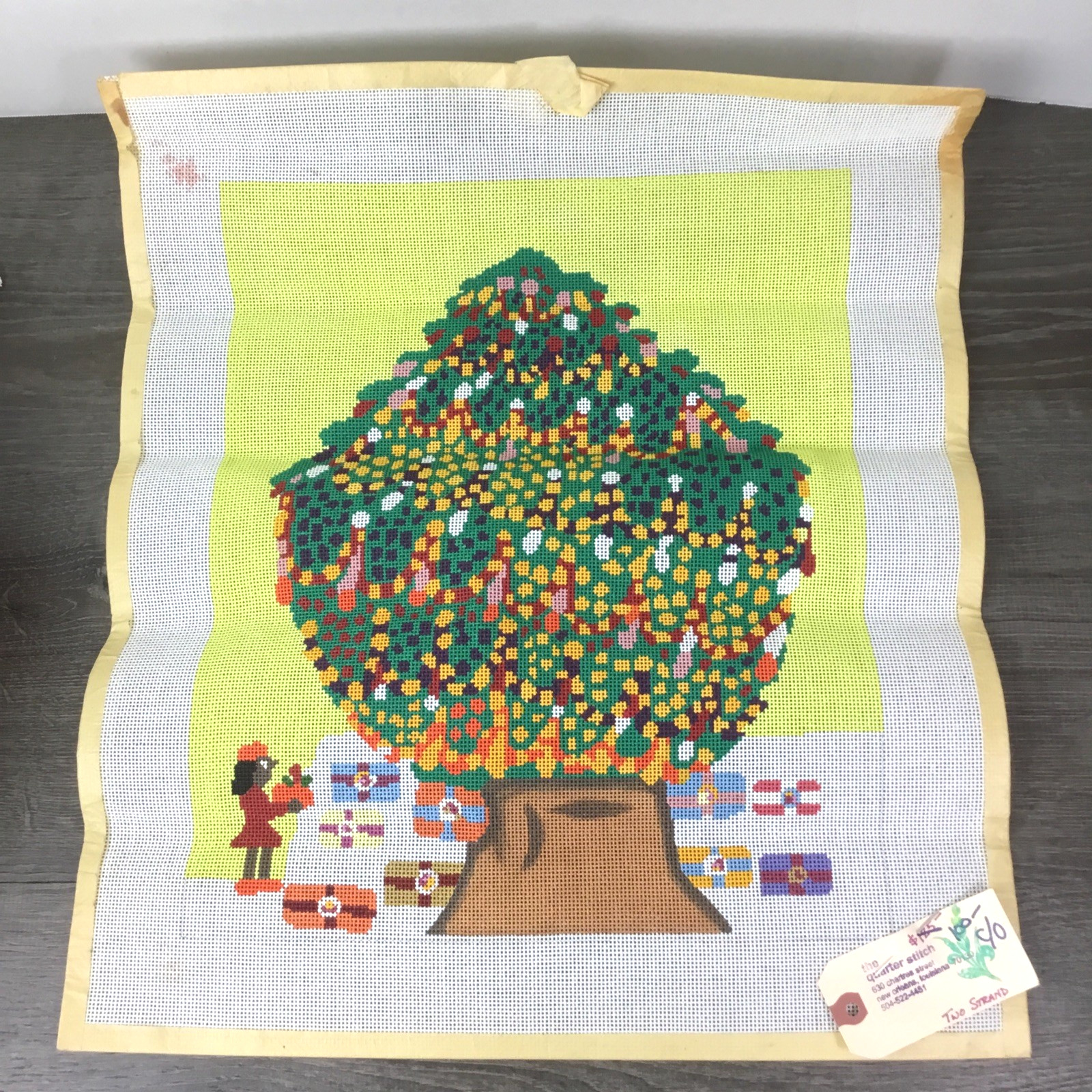 Clementine Hunter Christmas Tree Needlepoint Canvas Quarter Stitch NOLA Unsigned