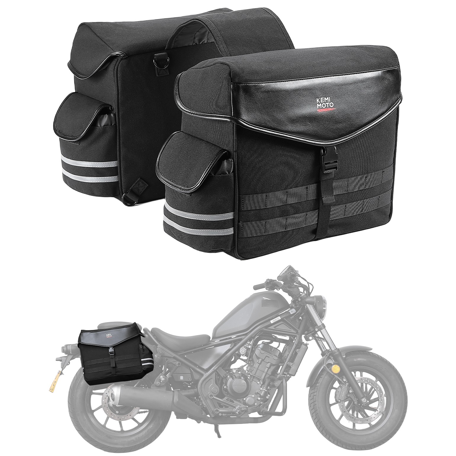 KEMIMOTO Motorcycle Panniers Bag 28L Saddle Bags for Bicycle Bike Rear Tail Rack