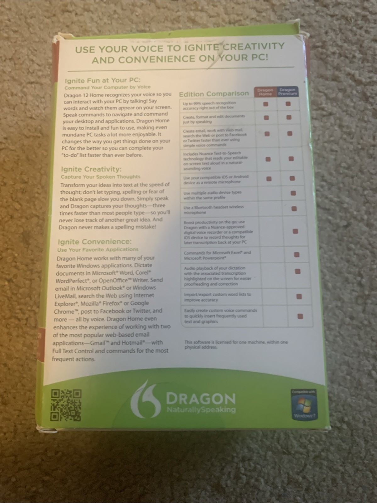 Nuance Dragon Naturally Speaking 12 Home Edition Speech Recognition Software