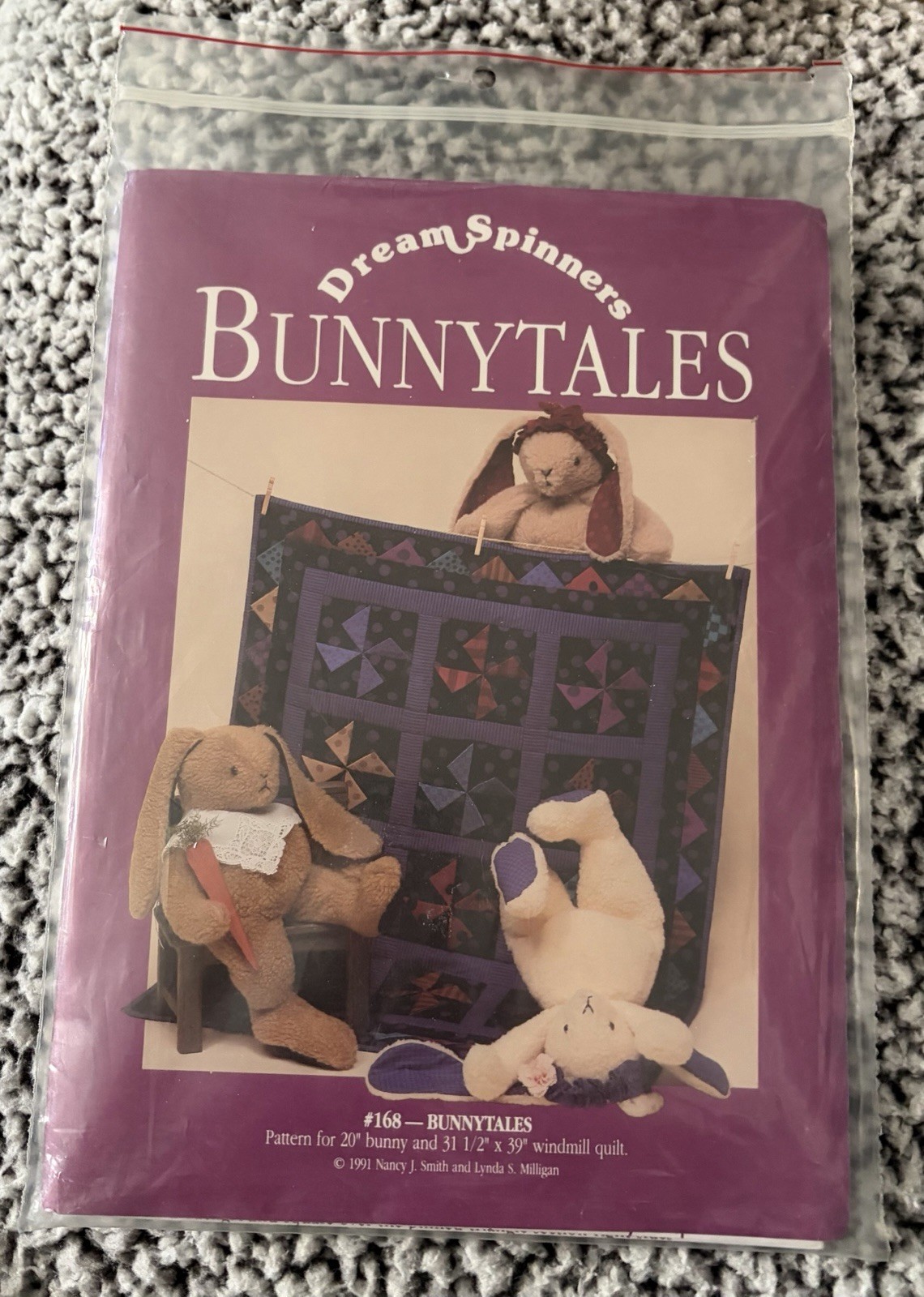 Bunnytales Pattern #168 20" Bunny and 31.5 x 39 Inch Windmill Quilt
