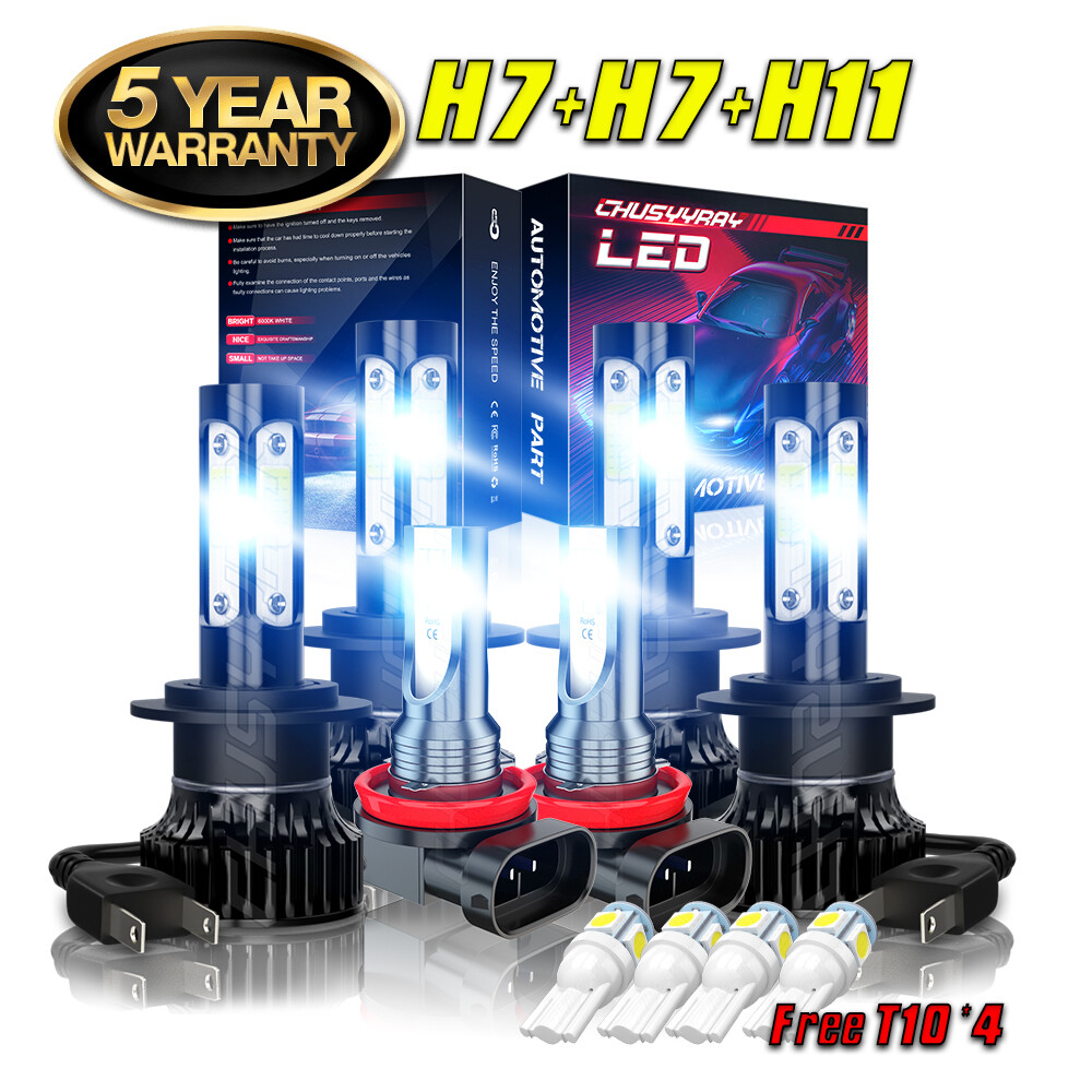 For Mercedes-Benz E350 E320 E550 -6x 6000K LED Headlight + Fog Light Bulbs Kit
