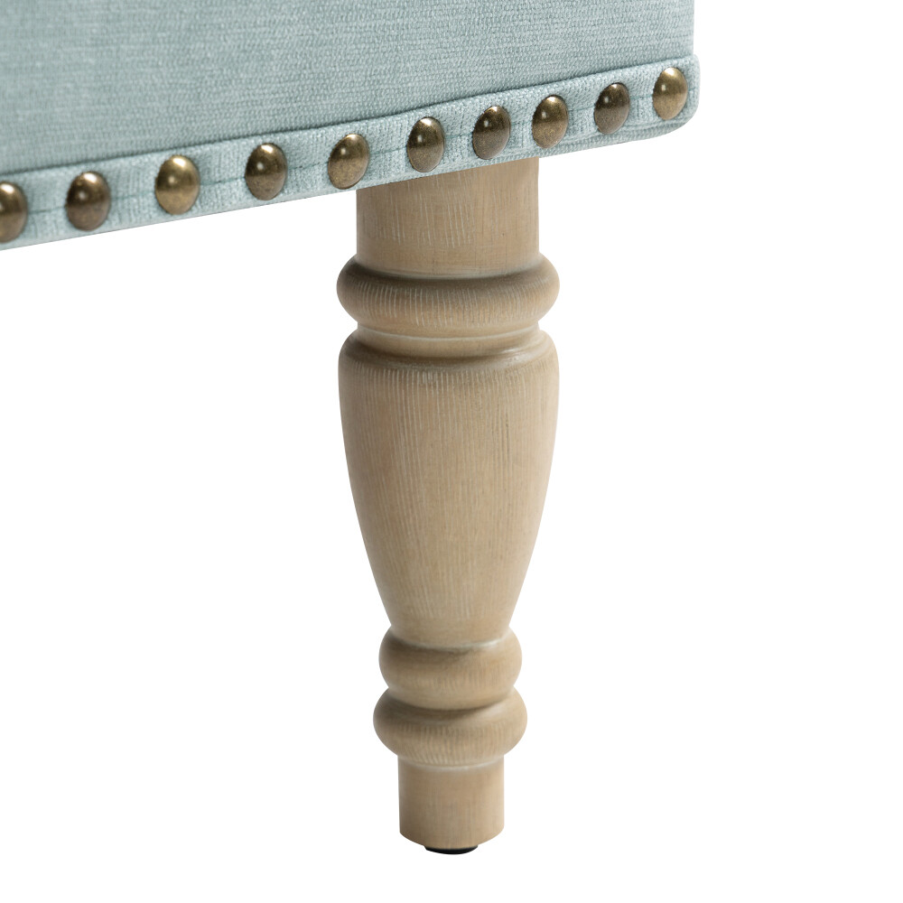 Modern Accent Chair - Comfy Upholstered ，Retro Wood Legs & Nailhead Trim (300LB)