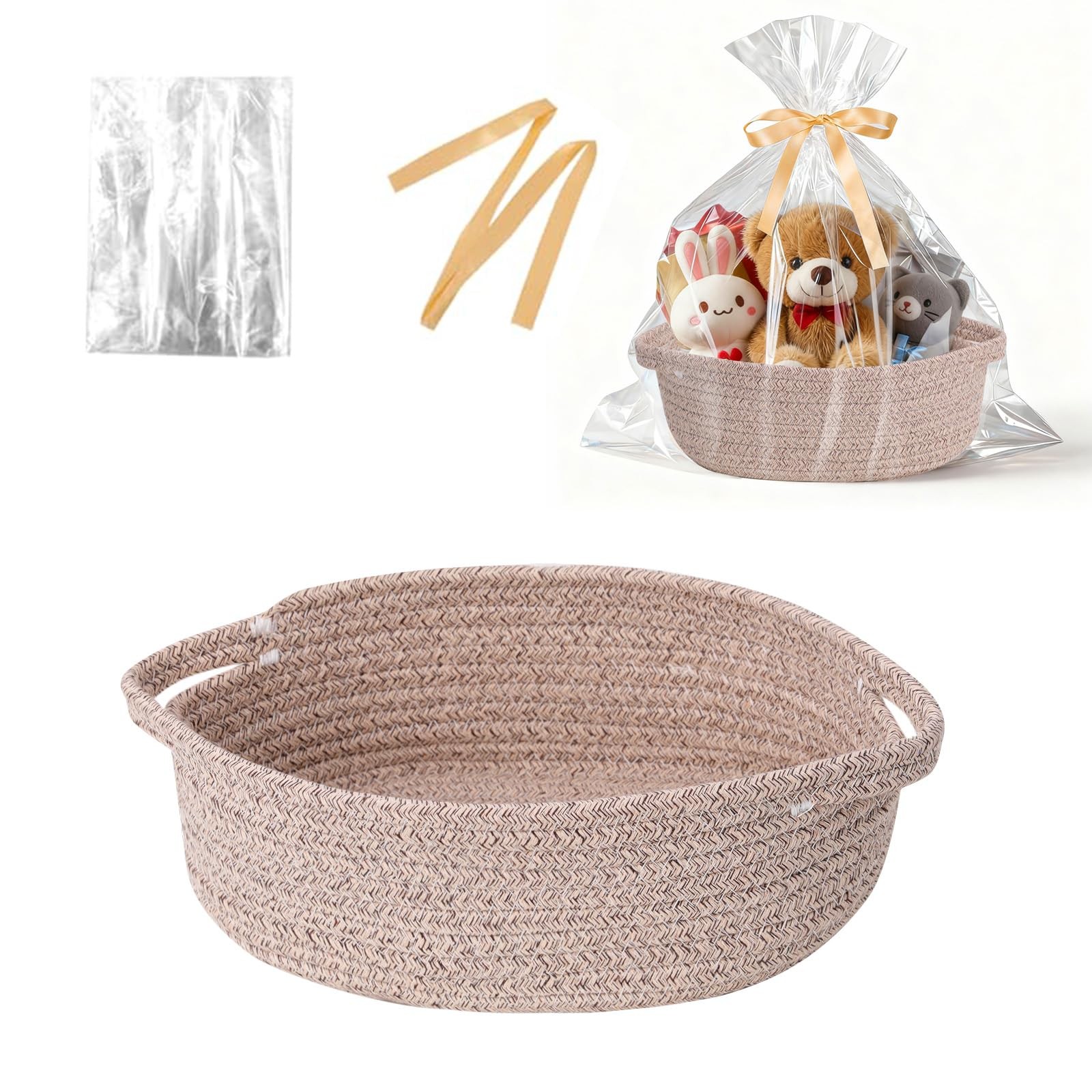 LWYMX Basket for Gifts Empty, Small Woven Basket with Bags and Ribbons, Baby ...