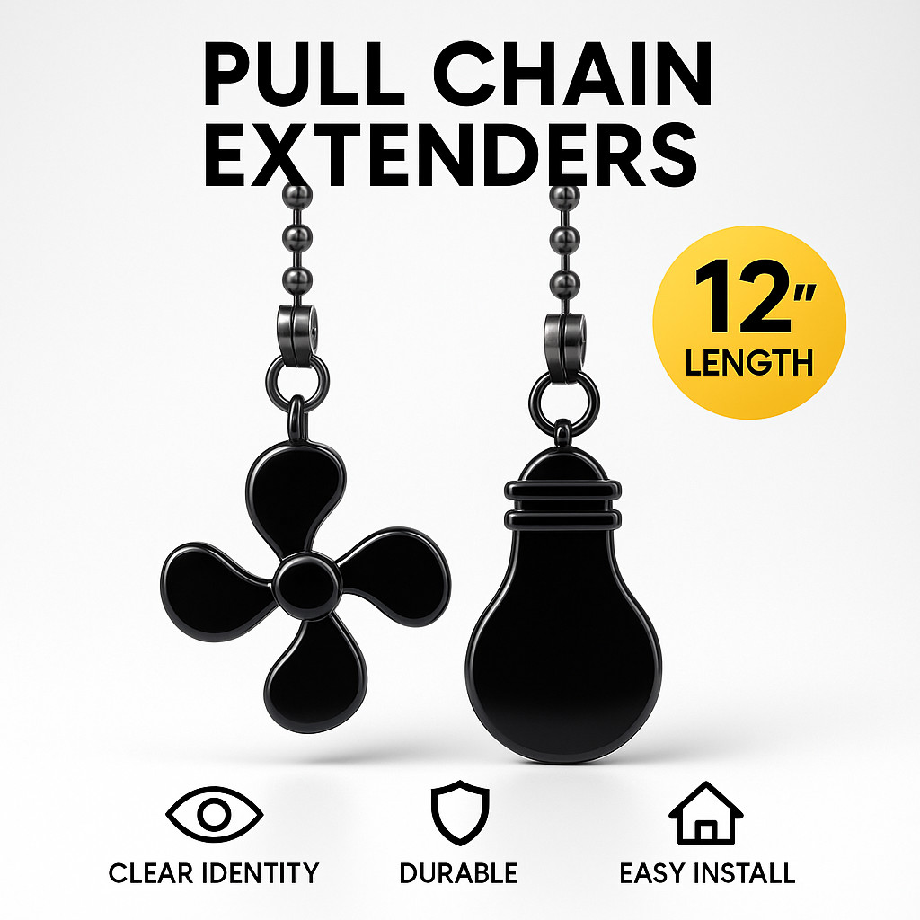Ceiling Fan Pull Chain Set 12 In Light and Fan Pendant Extenders for Home Decor