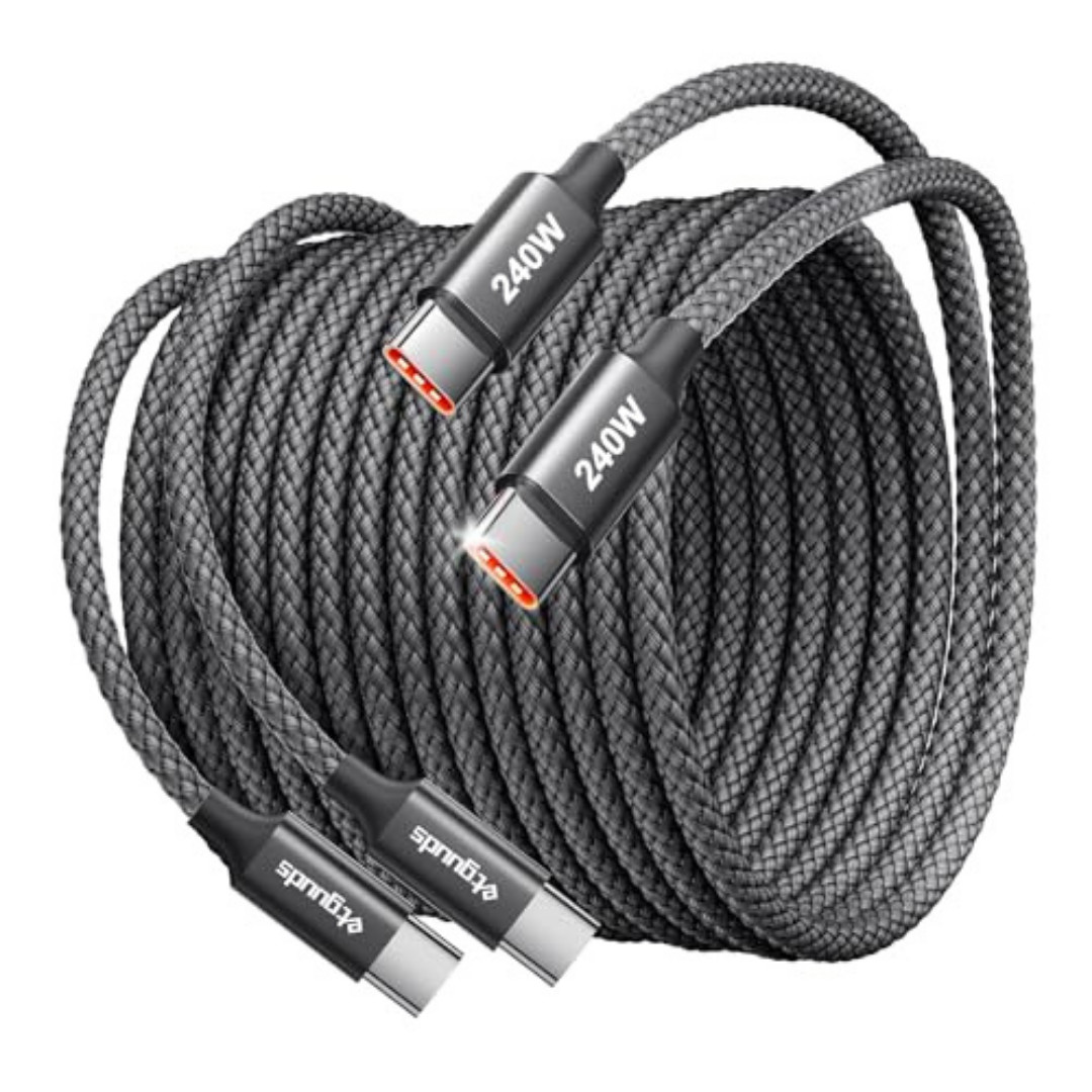 240W USB C to USB C Cable 10Ft 2-Pack Super Fast Charging Type C Charger Cord