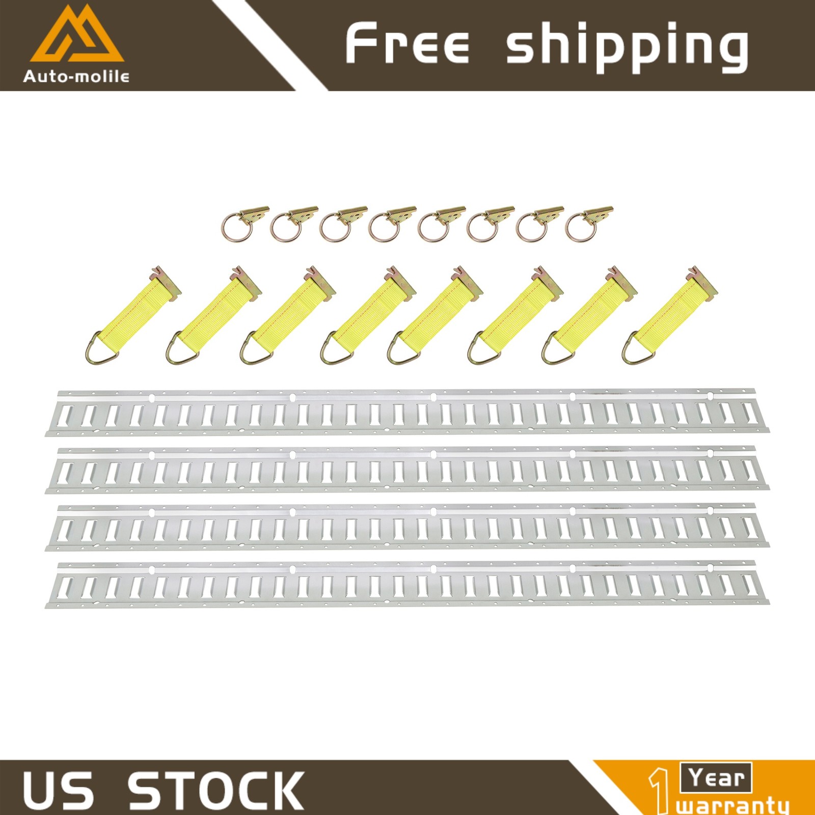 Galvanized 5' E Track Tie Down Rail System 20 Pack For Trucks Vans Secure Cargo