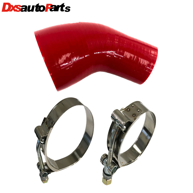 EMUSA 45 Degree Red Silicone 2" to 3" Hose Coupler+2’’ Hose Clamp+3’’ Hose Clamp