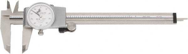 Brown & Sharpe 0" - 6" Dial Caliper, 0.001" Graduation, 0.1" per Rev, White Dial