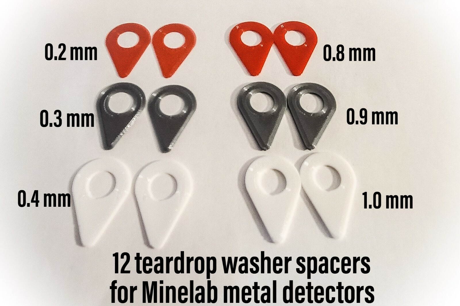 Minelab Equinox, Vanquish, GPX, Excaliber / Compatible Tear Drop Washer Shims