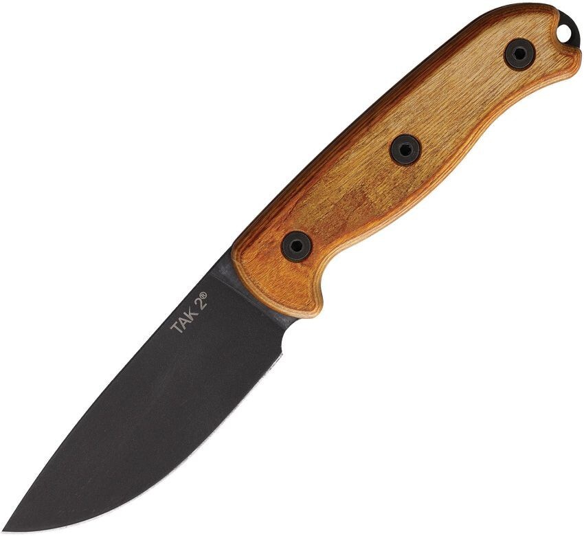 Ontario TAK 2 Fixed Knife 4.25" 1075HC Steel Full Tang Blade Honey Wood Handle