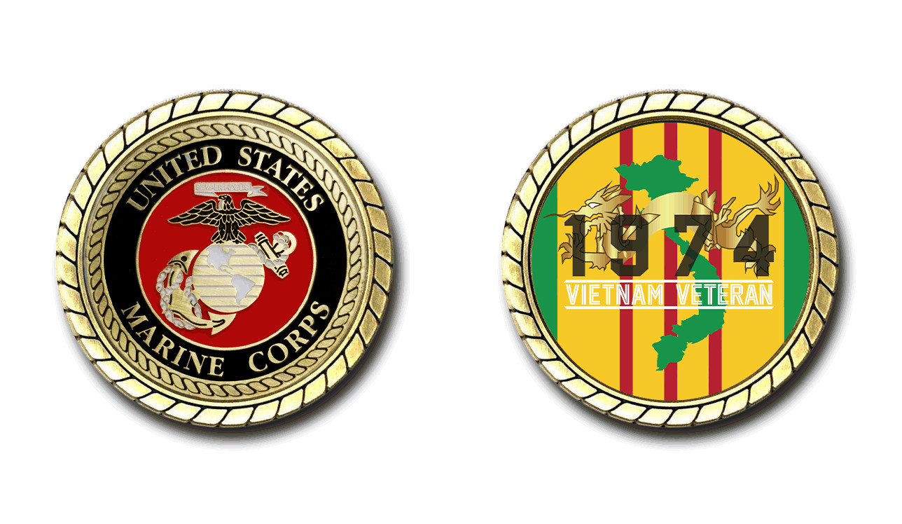 US Marine Corps Vietnam Veteran 1974 Challenge Coin Officially Licensed