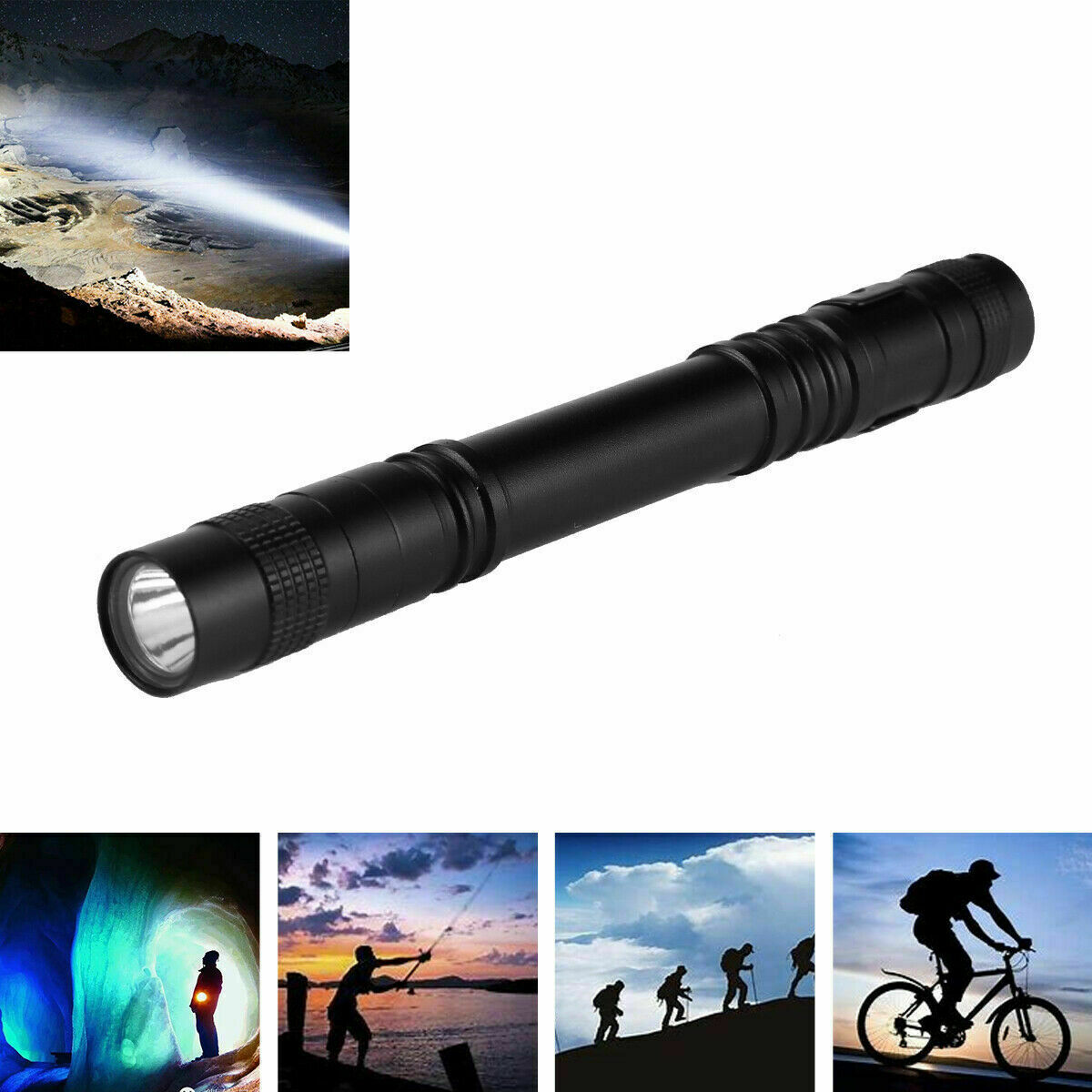 5Pcs LED Flashlight Portable Pen Torch Lamp Clip Mini Light Penlight US