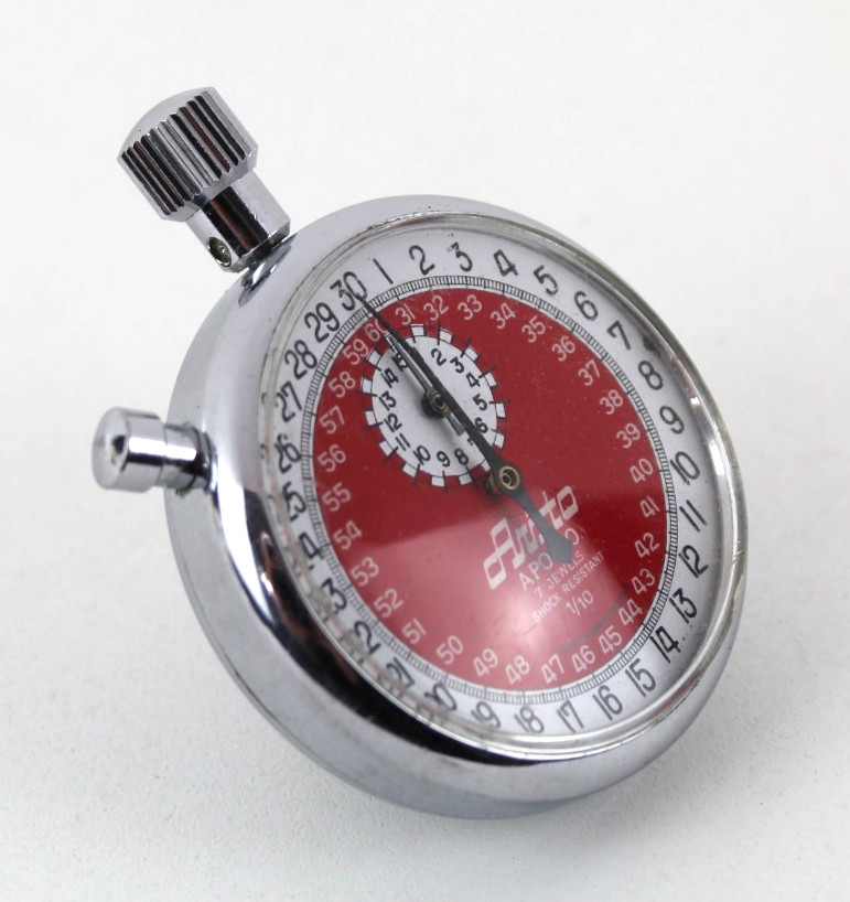 Aristo Apollo Shock Resistant Mechanical Stopwatch Chronograph Silver - Red Face