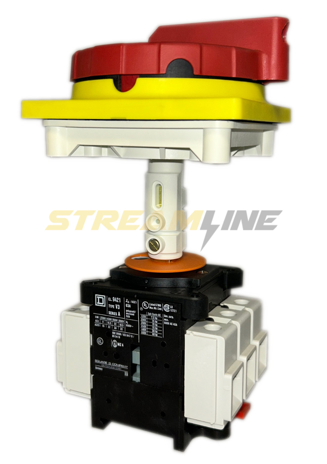 Square D 9421-V3 Disconnect Switch With Rotary Handle, 45 Amp, 600Vac, 3-Pole