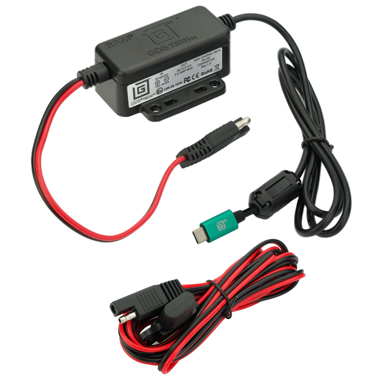 RAM-GDS-CHARGE-V8CU GDS® Modular 30-64V Hardwire Charger with Male USB Type-C