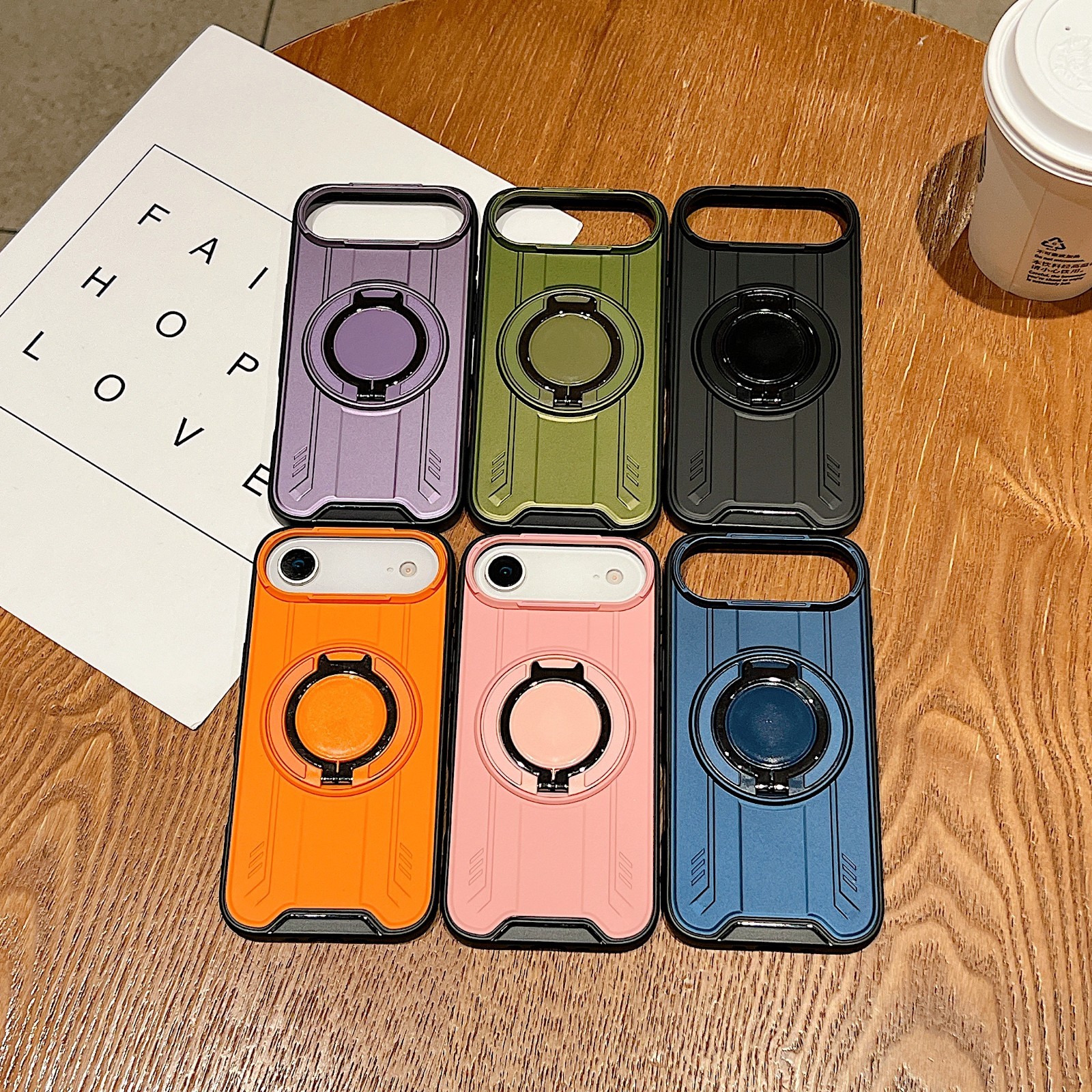 For iPhone 17 16e 15 Pro Max 14 13 12 Shockproof Magnetic Ring Stand Hard Case