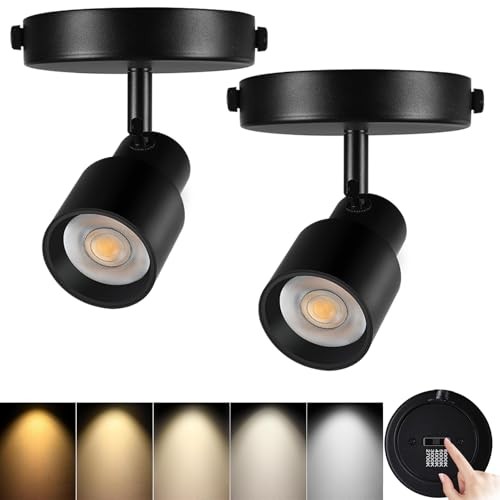 2-Pack Flush Mount LED Ceiling Spotlight Indoor, 10W Dimmable 2 Pack Black