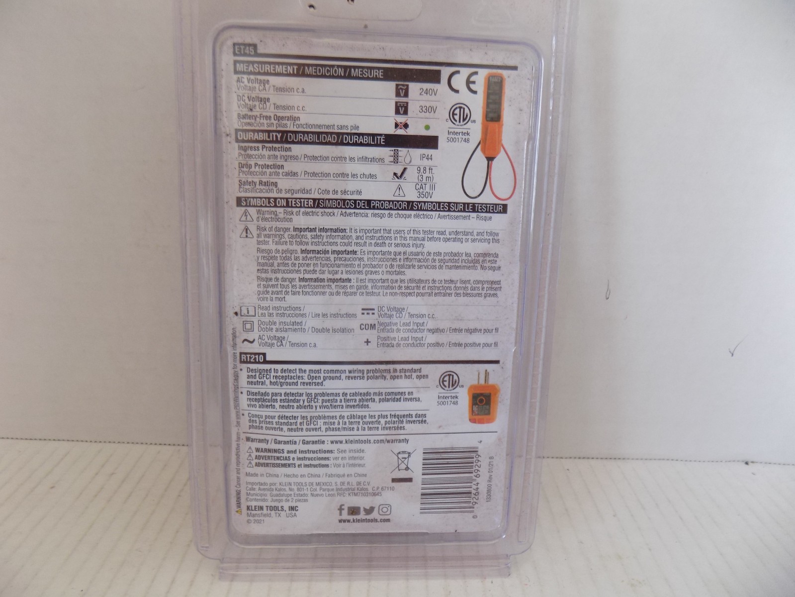 ELECTRICAL TESTING KIT #ET45YP BY; KLINE TOOLS NEW