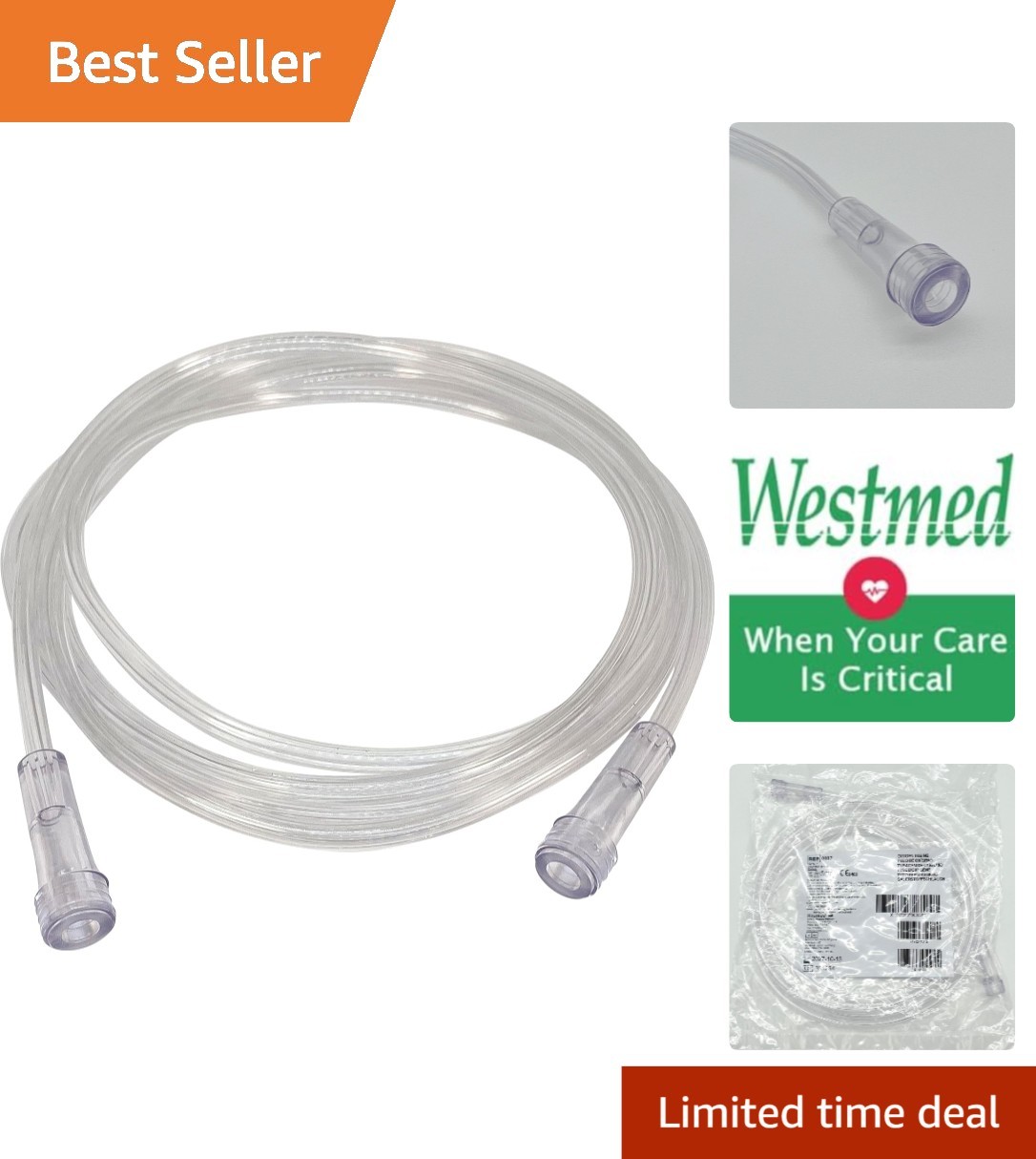 5 Pack 7 Foot Clear Oxygen Tubing Emergency Medical Use