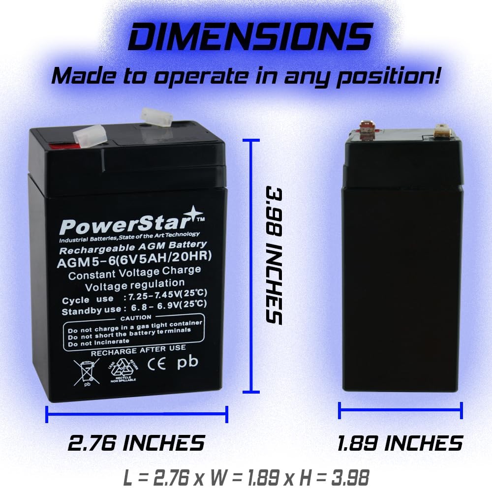 6 VOLT 5AH RECHARGEABLE GAME DEER FEEDER BATTERY 2PACK