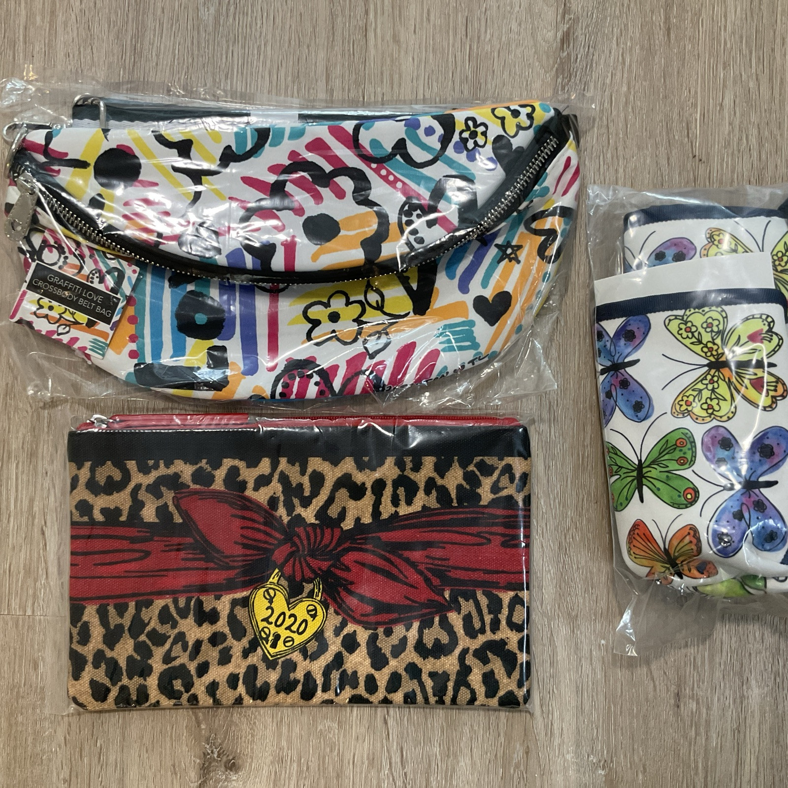 BRIGHTON NWT NRFP ACCESSORY LOT: CROSSBODY BELT BAG, WATER BOTTLE HOLDER, CLUTCH