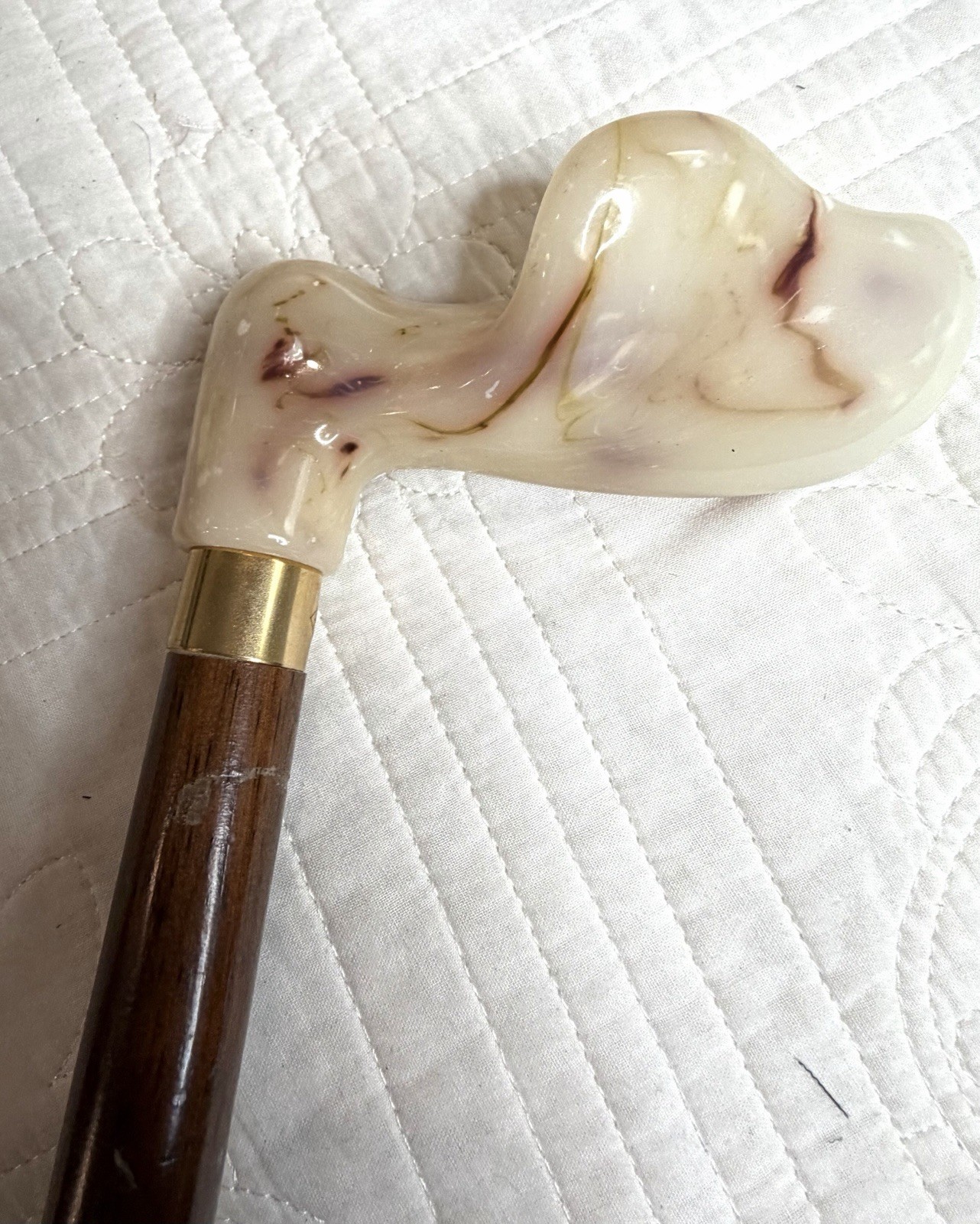 Harvy White Marbleized Palm Grip Cane 31”