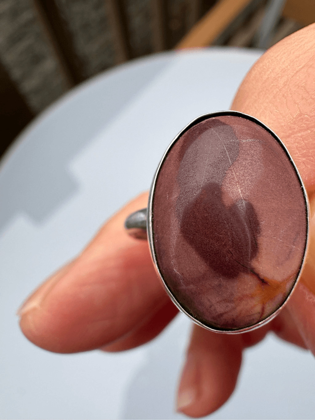 Ring, Chocolate Brown Agate & Sterling Silver Ring, size 7.5, NEW, Handmade