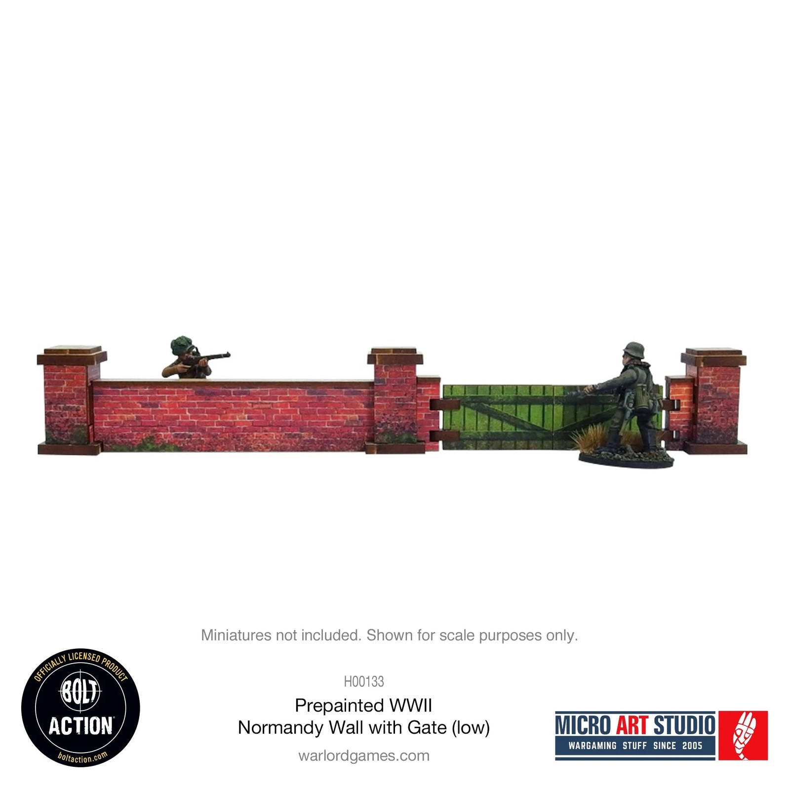 Micro Art Studio: WW2 Normandy Wall with Gate (Low) HDF Prepainted Terrain