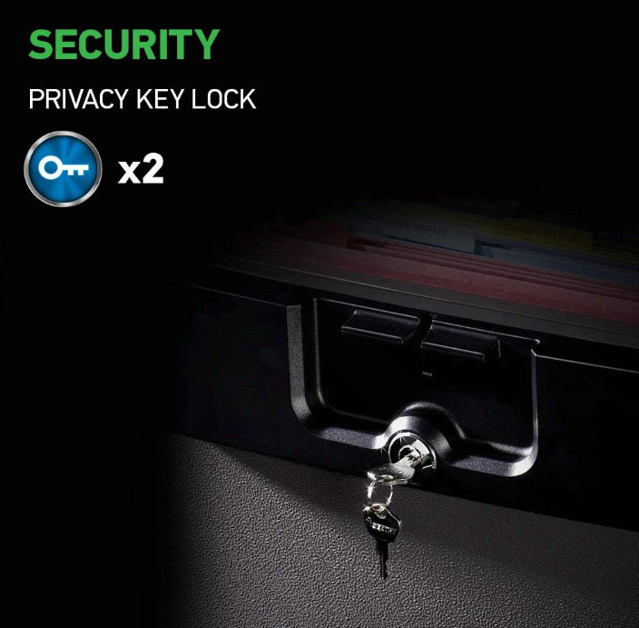 Fireproof Waterproof Safe for Home Documents, Key Lock File Box, Black, HD4100