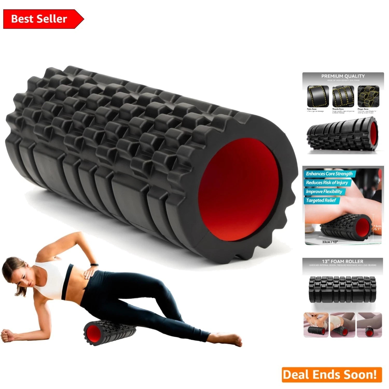 High Density Foam Roller - 13" for Effective Deep Tissue and Mobility Workouts