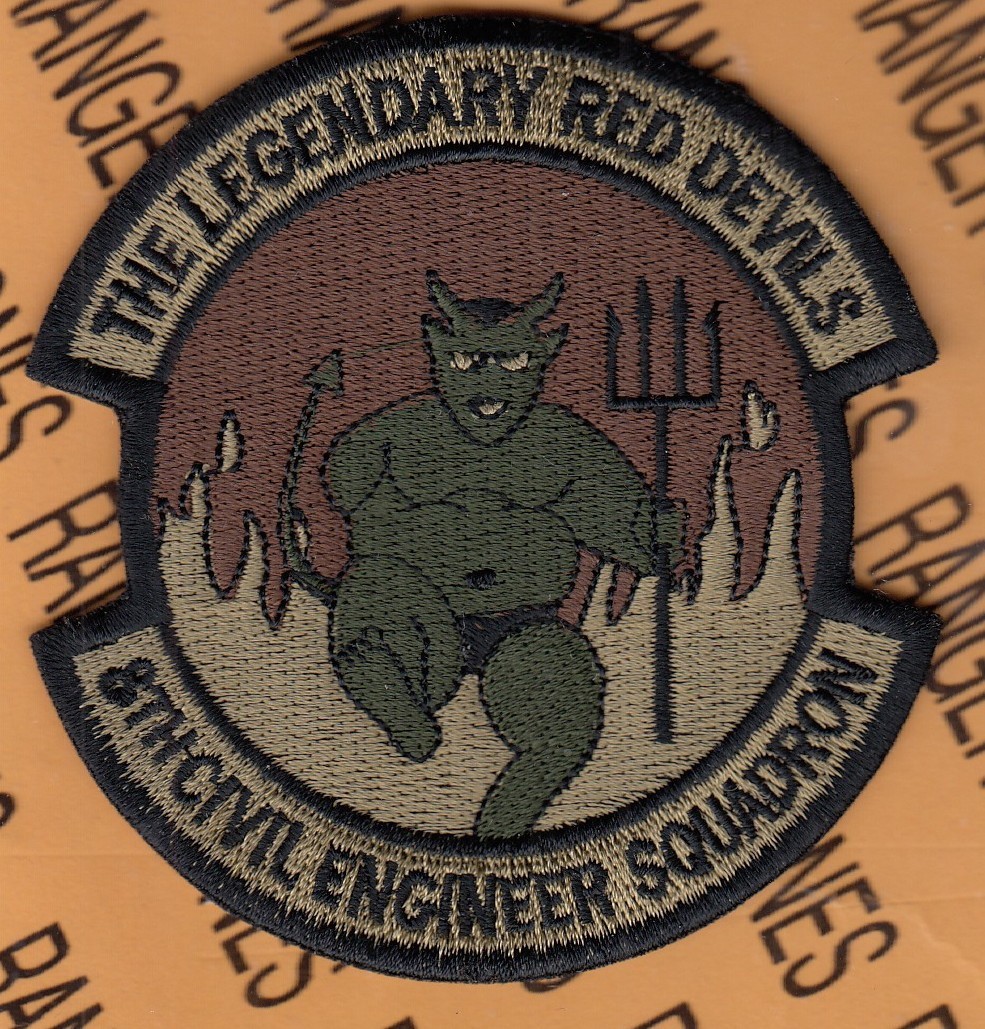 USAF Air Force 8th Civil Engineer Sq CES RED DEVILS ~3.25" OCP NO HOOK patch A