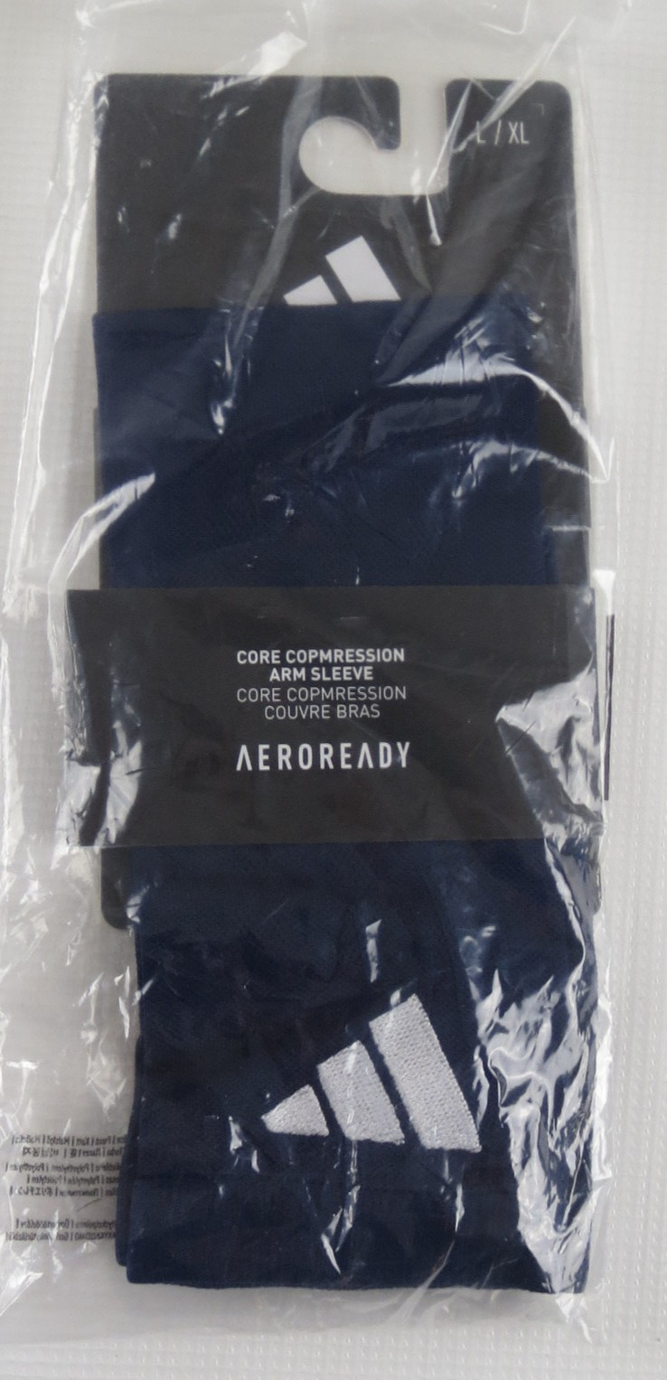 Adidas Core Arm Sleeve L-XL Blue Compression Gear Basketball Football Gym NWT