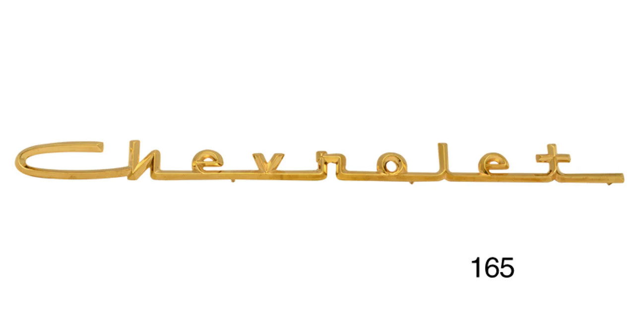 1957  "Chevrolet" emblem, gold (B/A 6cyl) 15" - 165 Danchuk