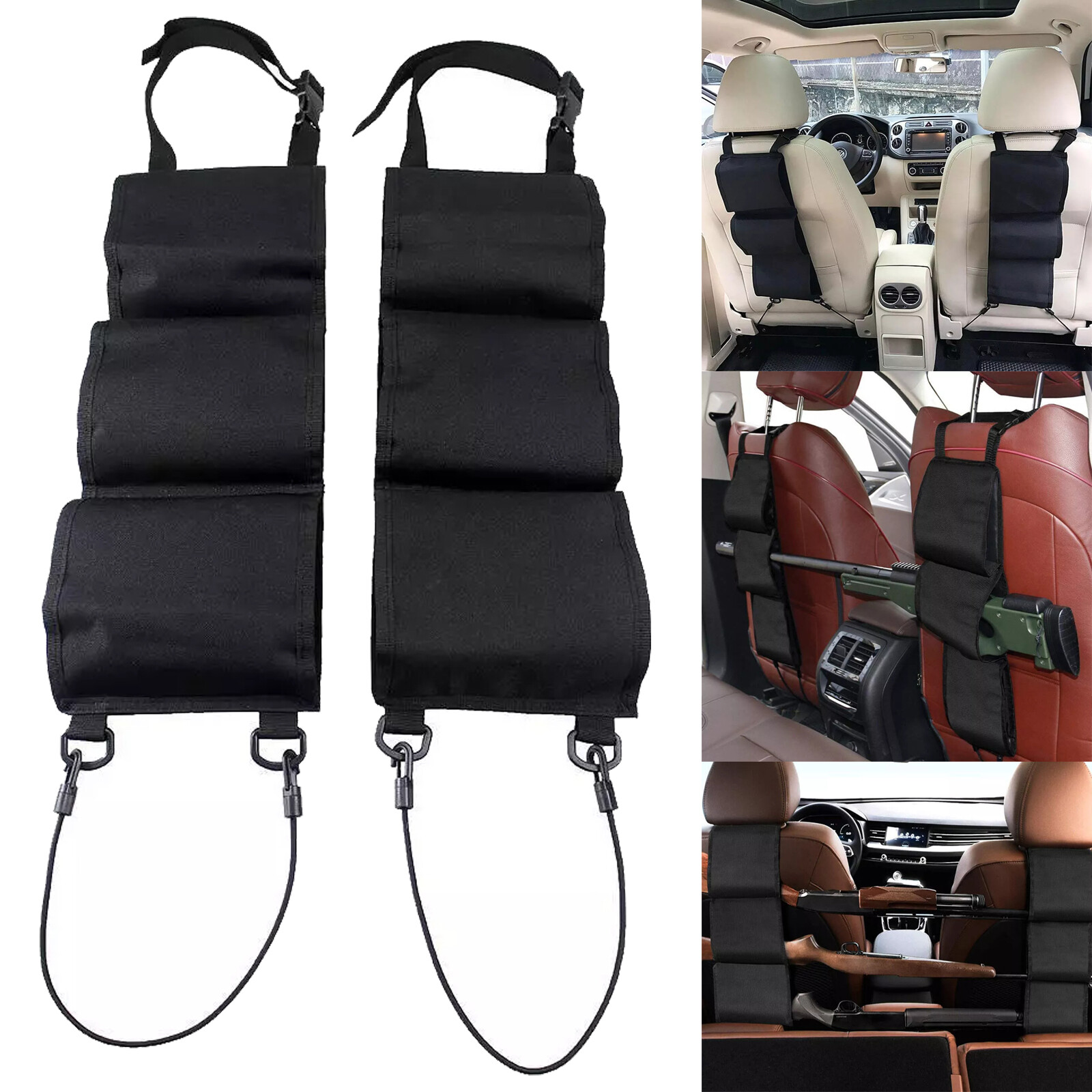 Car Seat Back Tactical Gun Rack Shotgun Rifle Pickup Truck Hunting Storage Bag