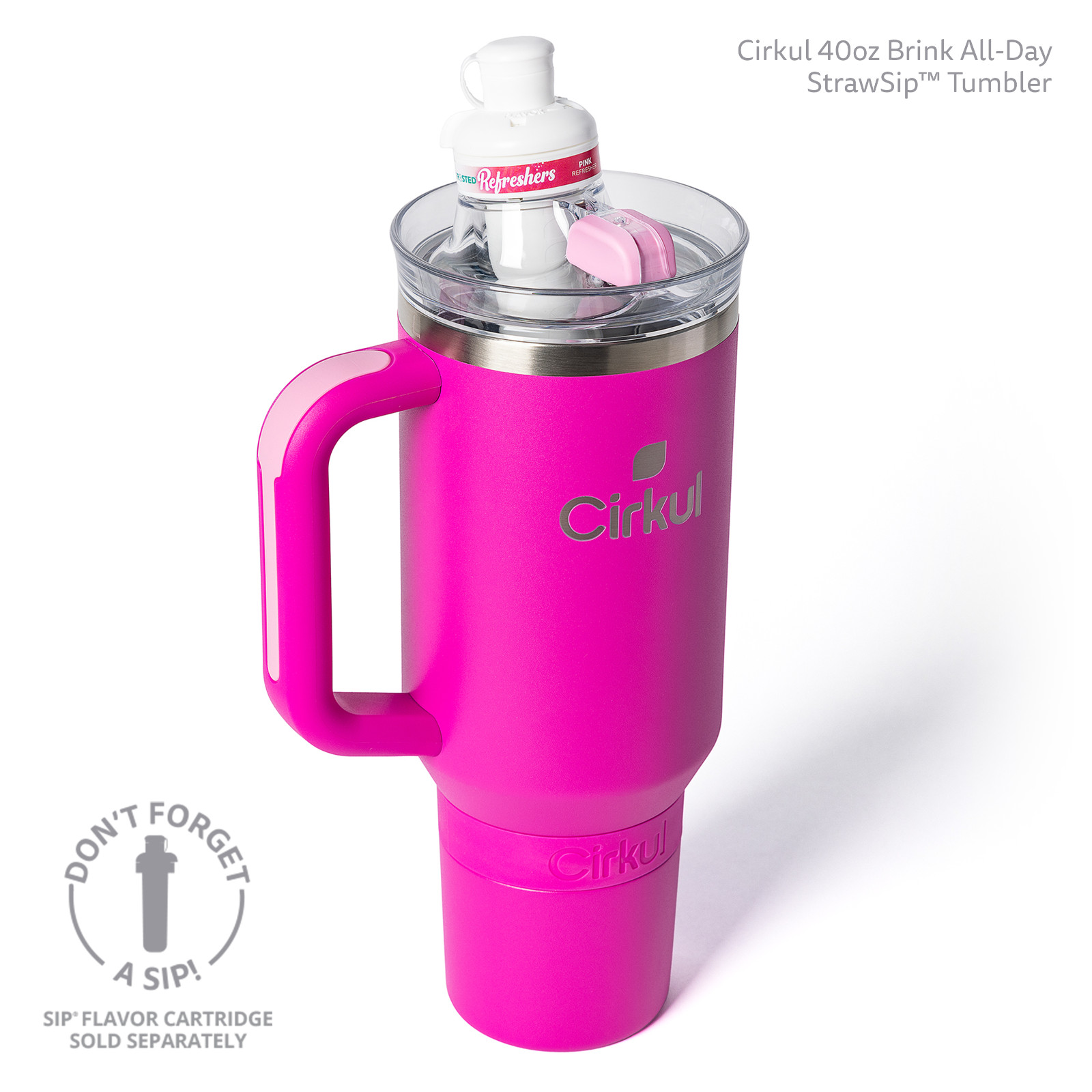 Cirkul Tumbler 40oz All-Day StrawSip™ Stainless Steel Brink Bright Pink Tumbler