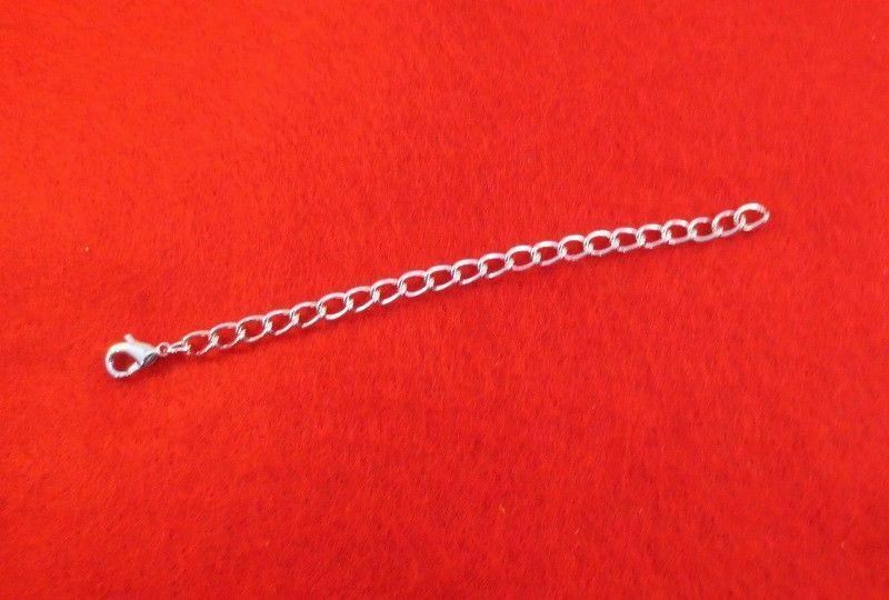 4 INCH  SILVER PLATED 4.8MM NECKLACE EXTENDER WITH 12MM LOBSTER CLAW CLASP