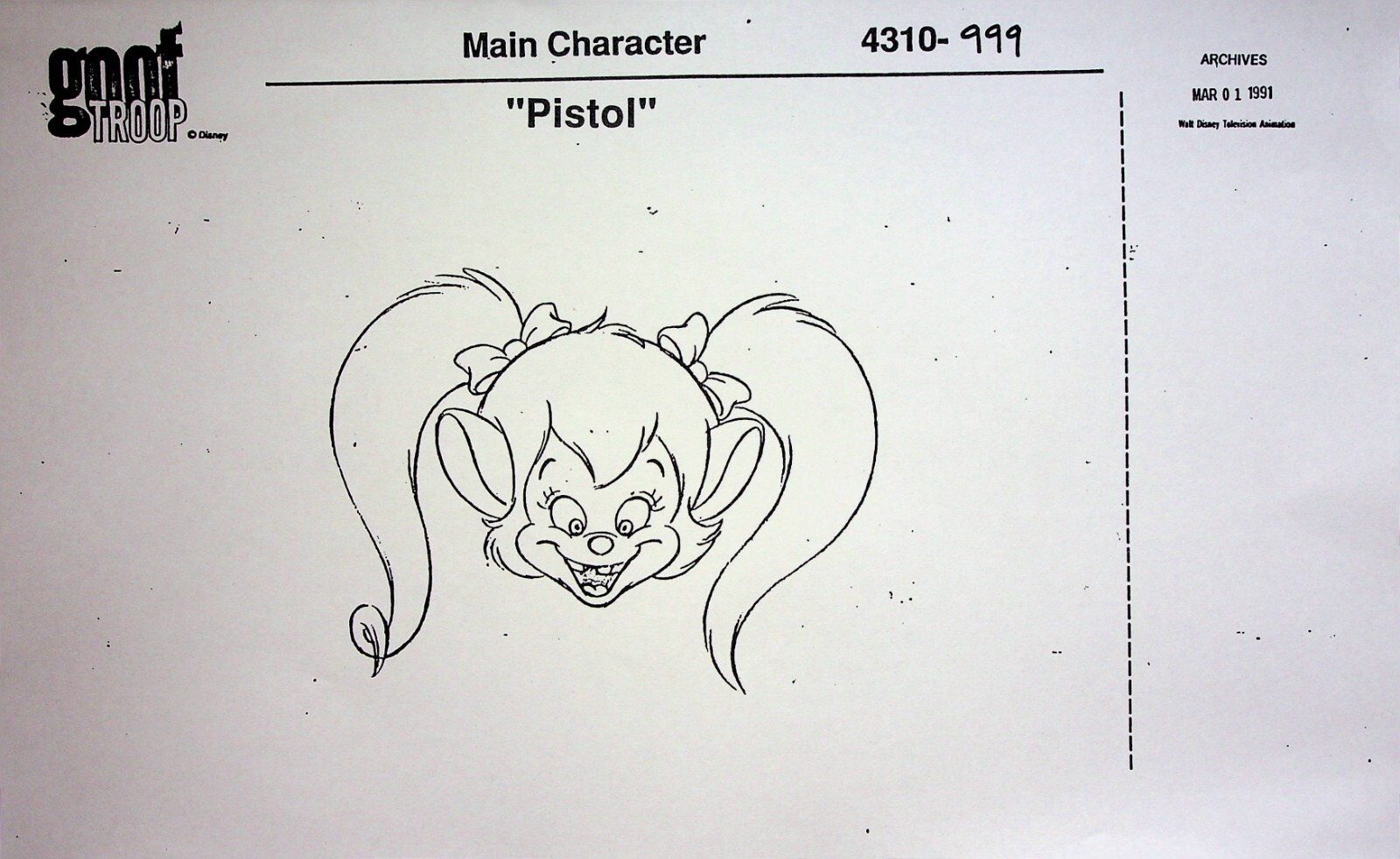 Disney's GOOF TROOP 1991 Production Studio COPY Model Sheet Guide Page