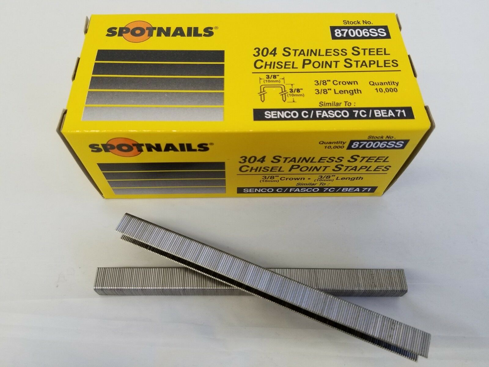C06 Stainless Steel Upholstery  Fine Wire Staple 22 Gauge 3/8" crown, 3/8" lengt